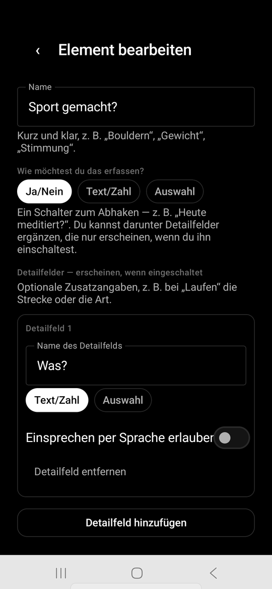 Eigene Fragen anlegen